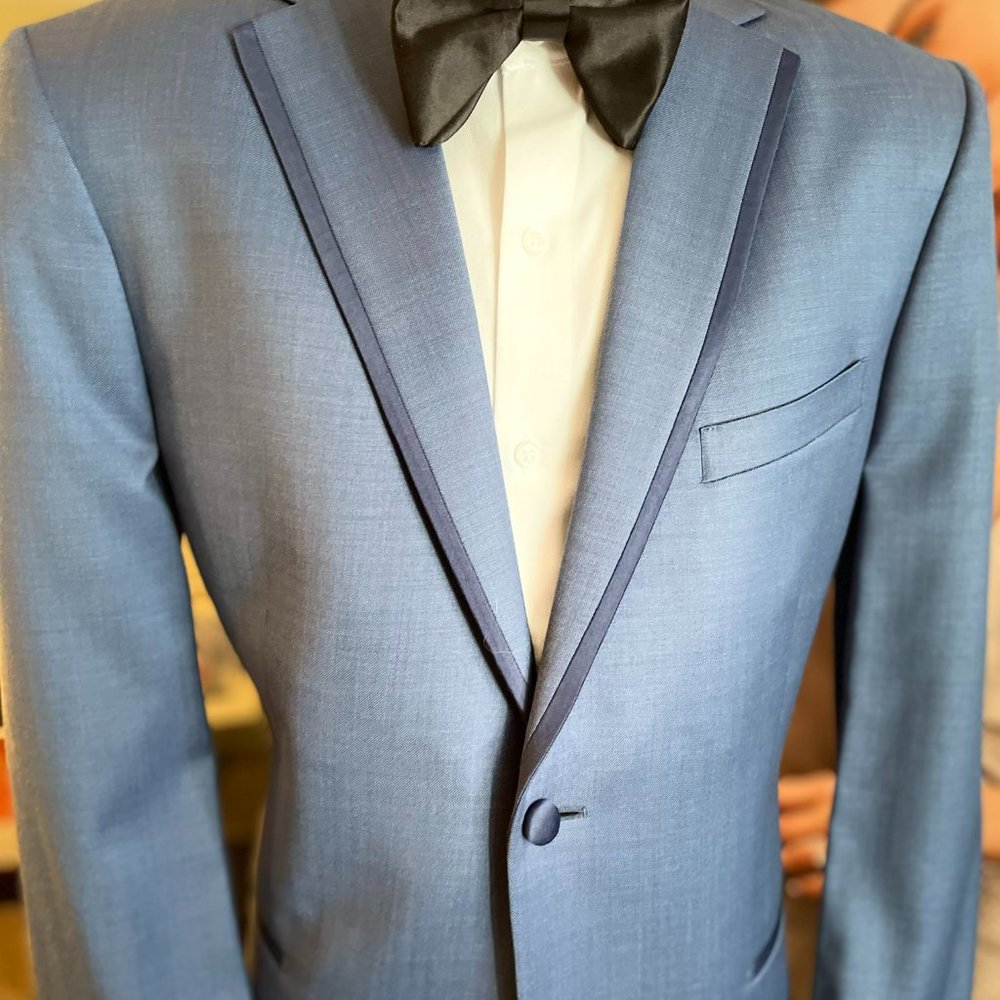 IKE BEHAR EVENING DUSK BLUE TUXEDO Notch Satin Edge